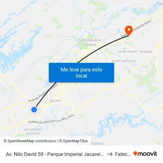 Av. Nilo David 59 - Parque Imperial Jacareí - SP 12329-037 Brasil to Fatec - Sjc map