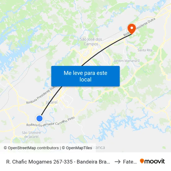 R. Chafic Mogames 267-335 - Bandeira Branca Jacareí - SP 12323-630 Brasil to Fatec - Sjc map