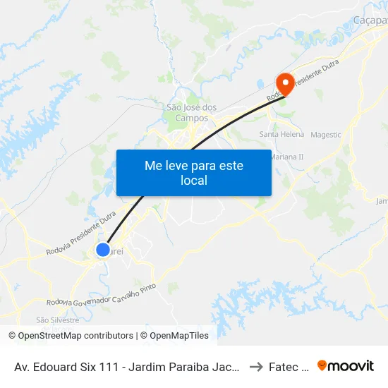 Av. Edouard Six 111 - Jardim Paraiba Jacareí - SP Brasil to Fatec - Sjc map