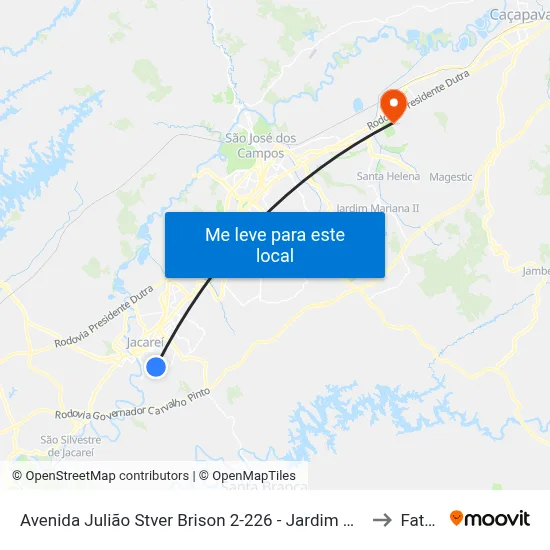 Avenida Julião Stver Brison 2-226 - Jardim Maria Amelia Jacareí - SP 12318-010 Brasil to Fatec - Sjc map