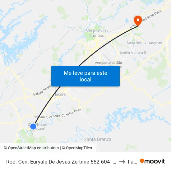 Rod. Gen. Euryale De Jesus Zerbine 552-604 - Zona De Adensamento Controlado (Zac - São Silvestre) Jacareí - SP Brasil to Fatec - Sjc map