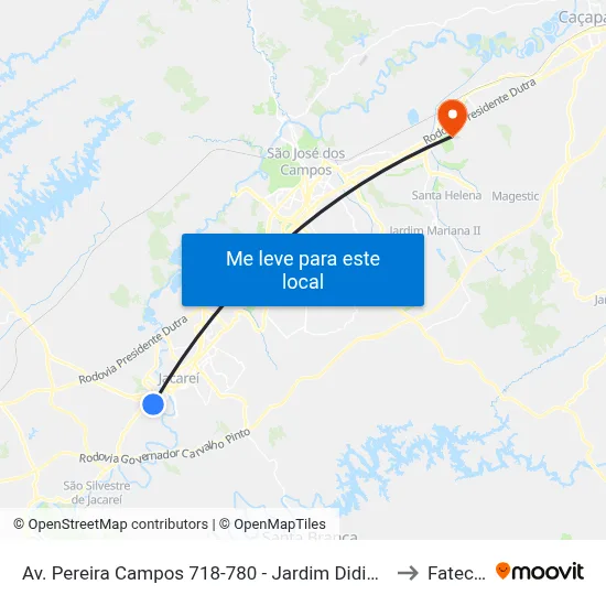 Av. Pereira Campos 718-780 - Jardim Didinha Jacareí - SP Brasil to Fatec - Sjc map