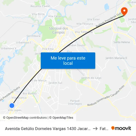 Avenida Getúlio Dorneles Vargas 1430 Jacareí - SP 12305-010 República Federativa Do Brasil to Fatec - Sjc map