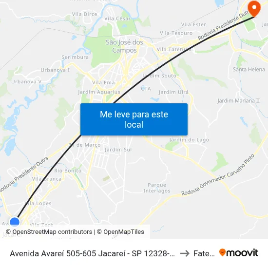 Avenida Avareí 505-605 Jacareí - SP 12328-000 República Federativa Do Brasil to Fatec - Sjc map