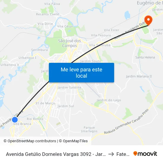 Avenida Getúlio Dorneles Vargas 3092 - Jardim Dora Jacareí - SP Brasil to Fatec - Sjc map