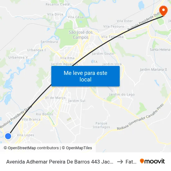 Avenida Adhemar Pereira De Barros 443 Jacareí - SP 12328-300 República Federativa Do Brasil to Fatec - Sjc map