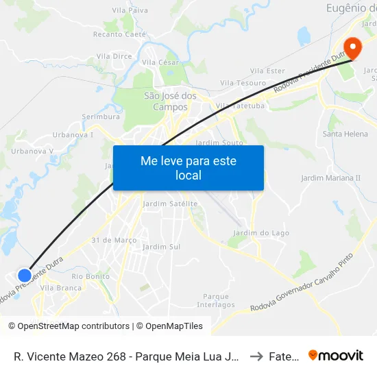 R. Vicente Mazeo 268 - Parque Meia Lua Jacareí - SP 12335-340 Brasil to Fatec - Sjc map