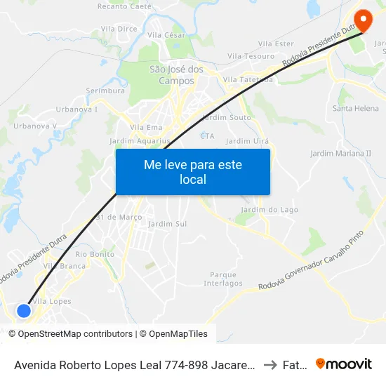 Avenida Roberto Lopes Leal 774-898 Jacareí - SP 12328-141 República Federativa Do Brasil to Fatec - Sjc map