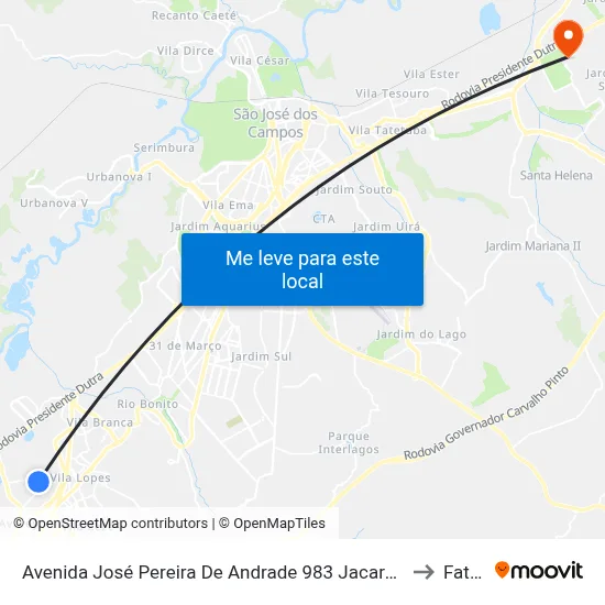 Avenida José Pereira De Andrade 983 Jacareí - SP 12328-290 República Federativa Do Brasil to Fatec - Sjc map