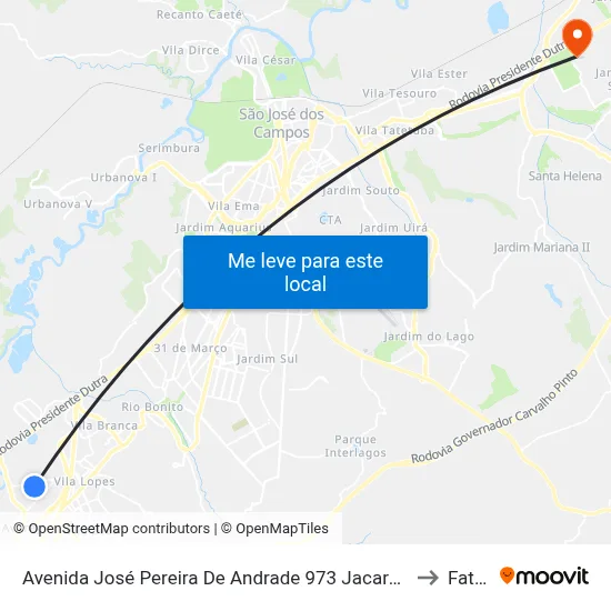 Avenida José Pereira De Andrade 973 Jacareí - SP 12328-290 República Federativa Do Brasil to Fatec - Sjc map