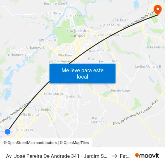 Av. José Pereira De Andrade 341 - Jardim Santa Maria Jacareí - SP 12328-290 Brasil to Fatec - Sjc map