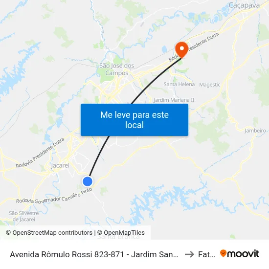 Avenida Rômulo Rossi 823-871 - Jardim Santo Antonio Da Boa Vista Jacareí - SP 12315-660 Brasil to Fatec - Sjc map