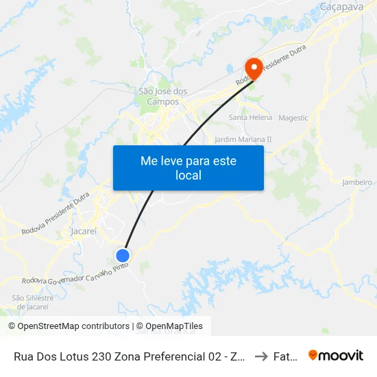 Rua Dos Lotus 230 Zona Preferencial 02 - Zap 2 A Jacareí - São Paulo 12315 Brasil to Fatec - Sjc map