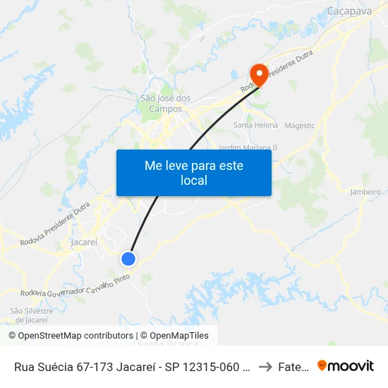 Rua Suécia 67-173 Jacareí - SP 12315-060 República Federativa Do Brasil to Fatec - Sjc map