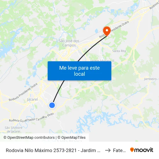 Rodovia Nilo Máximo 2573-2821 - Jardim Colonia Jacareí - SP Brasil to Fatec - Sjc map