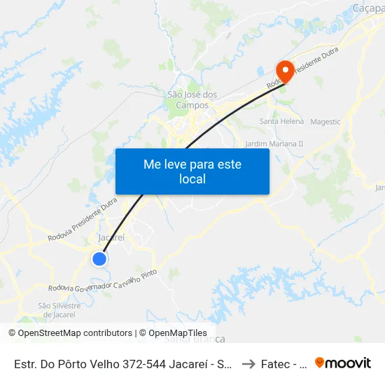 Estr. Do Pôrto Velho 372-544 Jacareí - SP Brasil to Fatec - Sjc map