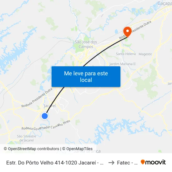 Estr. Do Pôrto Velho 414-1020 Jacareí - SP Brasil to Fatec - Sjc map