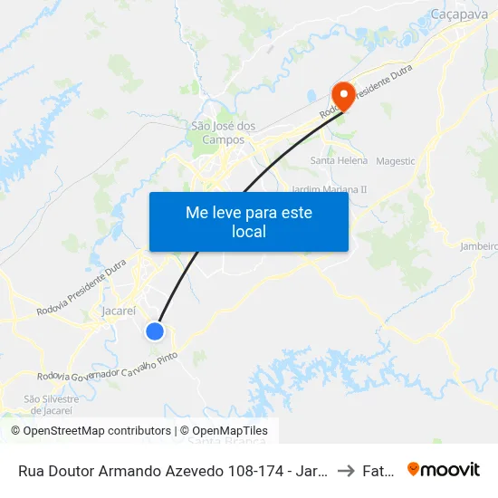 Rua Doutor Armando Azevedo 108-174 - Jardim Paraíso Jacareí - SP 12316-260 Brasil to Fatec - Sjc map