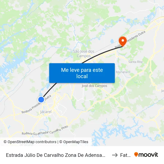 Estrada Júlio De Carvalho Zona De Adensamento Controlado (Zac) Jacareí - São Paulo Brasil to Fatec - Sjc map