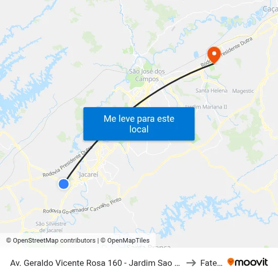 Av. Geraldo Vicente Rosa 160 - Jardim Sao Luiz Jacareí - SP 12324-110 Brasil to Fatec - Sjc map