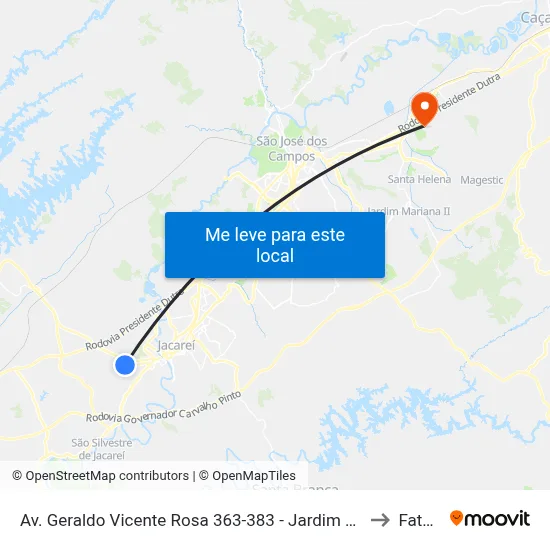 Av. Geraldo Vicente Rosa 363-383 - Jardim Sao Luiz Jacareí - SP 12324-110 Brasil to Fatec - Sjc map