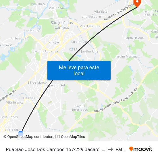 Rua São José Dos Campos 157-229 Jacareí - SP 12306-001 República Federativa Do Brasil to Fatec - Sjc map