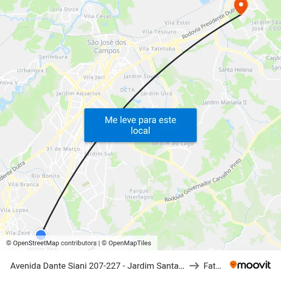 Avenida Dante Siani 207-227 - Jardim Santa Marina Jacareí - SP 12312-420 Brasil to Fatec - Sjc map