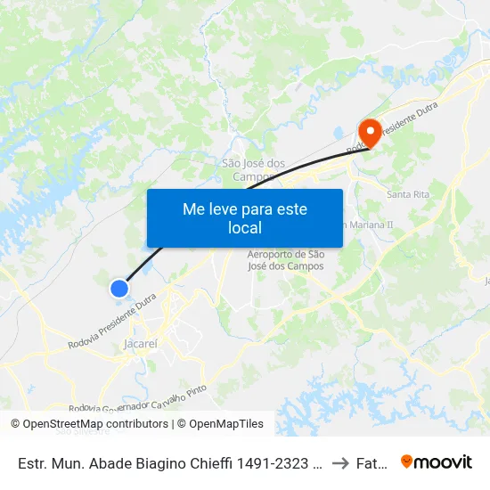 Estr. Mun. Abade Biagino Chieffi 1491-2323 - Pagador De Andrade Jacareí - SP Brasil to Fatec - Sjc map