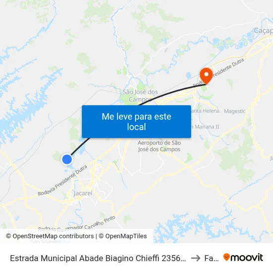 Estrada Municipal Abade Biagino Chieffi 2356-2384 - Pagador De Andrade Parque Meia Lua Jacareí - SP 12334-480 Brasil to Fatec - Sjc map