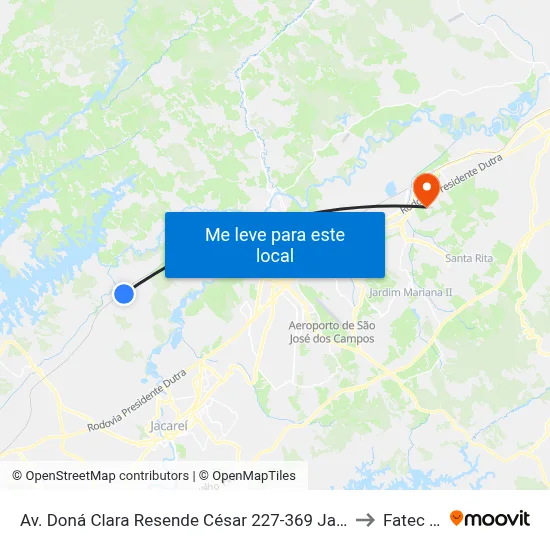 Av. Doná Clara Resende César 227-369 Jacareí - SP Brasil to Fatec - Sjc map