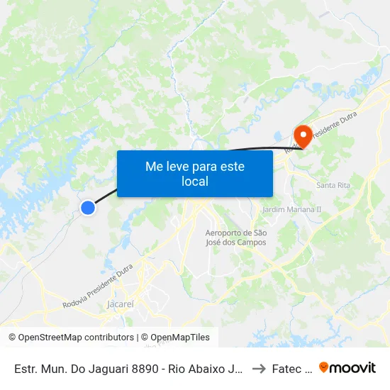 Estr. Mun. Do Jaguari 8890 - Rio Abaixo Jacareí - SP Brasil to Fatec - Sjc map