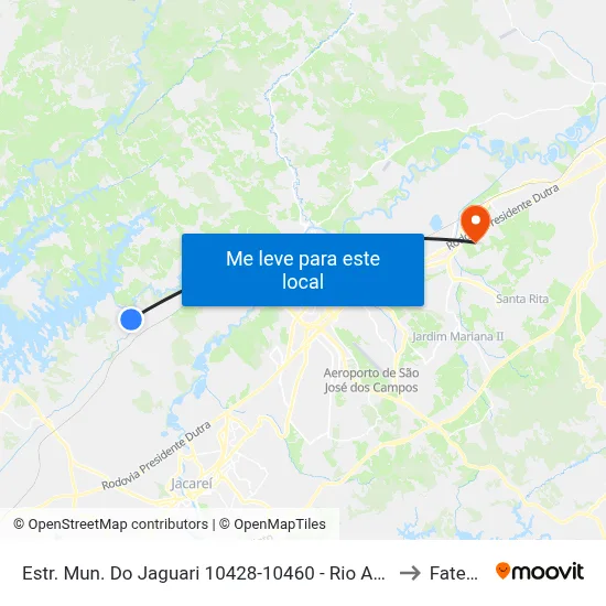 Estr. Mun. Do Jaguari 10428-10460 - Rio Abaixo Jacareí - SP Brasil to Fatec - Sjc map