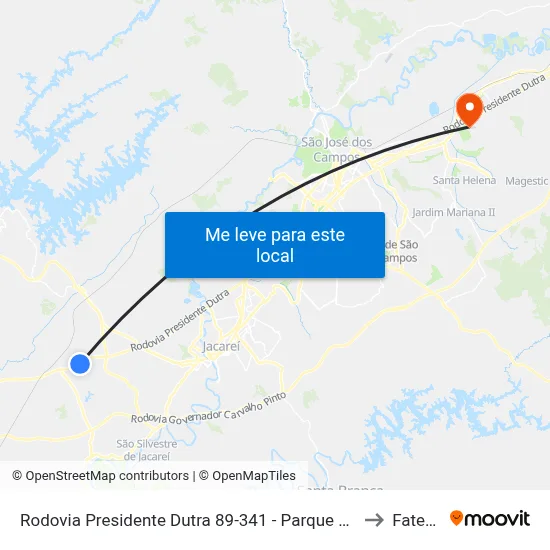 Rodovia Presidente Dutra 89-341 - Parque Meia Lua Jacareí - SP Brasil to Fatec - Sjc map