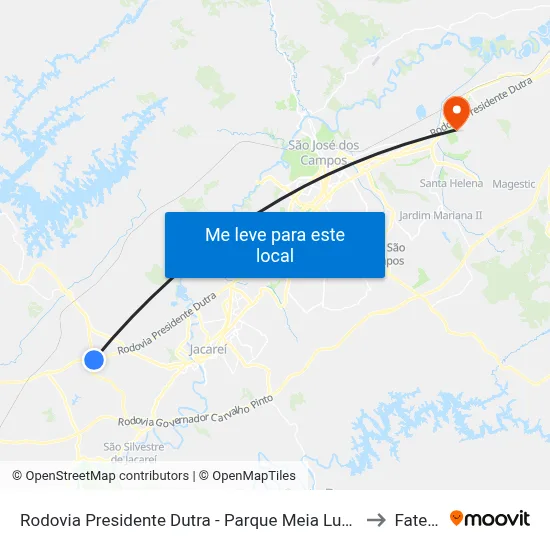 Rodovia Presidente Dutra - Parque Meia Lua Jacareí - SP 12335-010 Brasil to Fatec - Sjc map