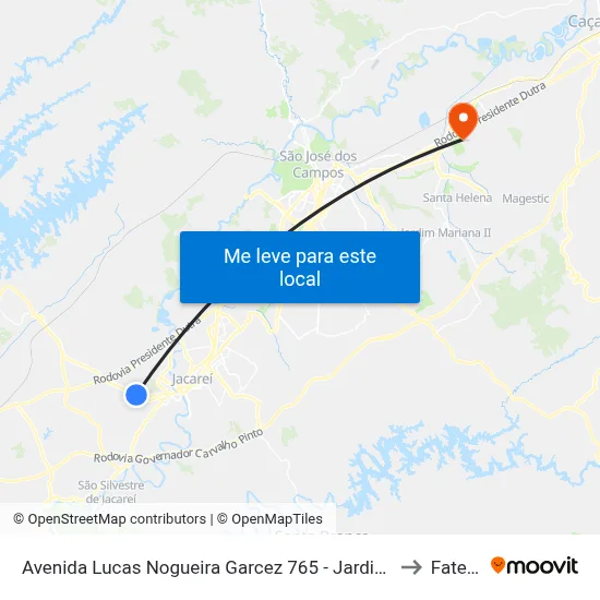 Avenida Lucas Nogueira Garcez 765 - Jardim Esperança Jacareí - SP Brasil to Fatec - Sjc map
