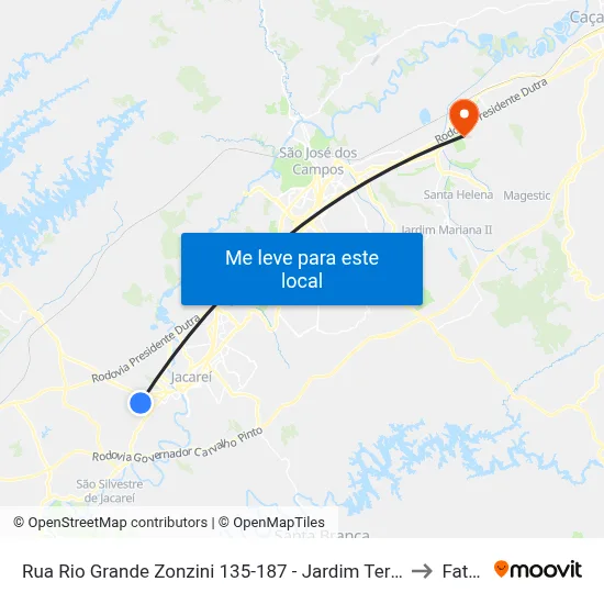 Rua Rio Grande Zonzini 135-187 - Jardim Terras De São João Jacareí - SP 12324-790 Brasil to Fatec - Sjc map