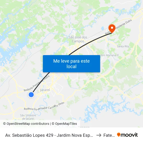 Av. Sebastião Lopes 429 - Jardim Nova Esperança Jacareí - SP 12324-350 Brasil to Fatec - Sjc map