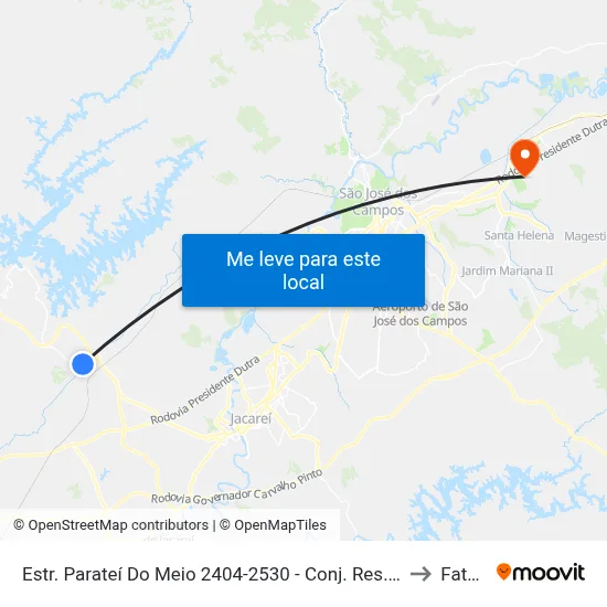 Estr. Parateí Do Meio 2404-2530 - Conj. Res. Vinte E Dois De Abril Jacareí - SP Brasil to Fatec - Sjc map