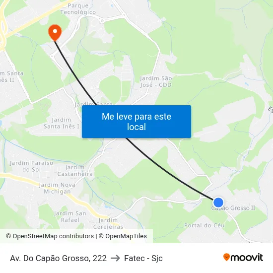 Av. Do Capão Grosso, 222 to Fatec - Sjc map