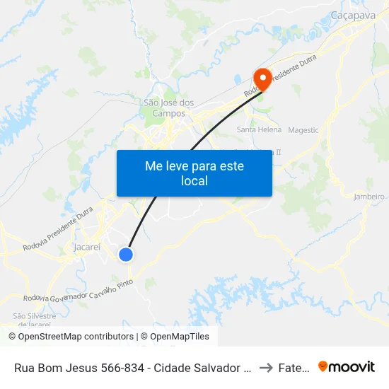 Rua Bom Jesus 566-834 - Cidade Salvador Jacareí - SP 12312-150 Brasil to Fatec - Sjc map