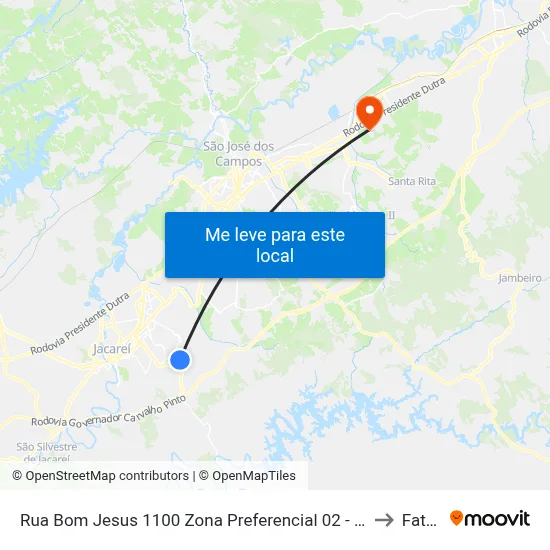 Rua Bom Jesus 1100 Zona Preferencial 02 - Zap 2 A Jacareí - São Paulo 12312-150 Brasil to Fatec - Sjc map