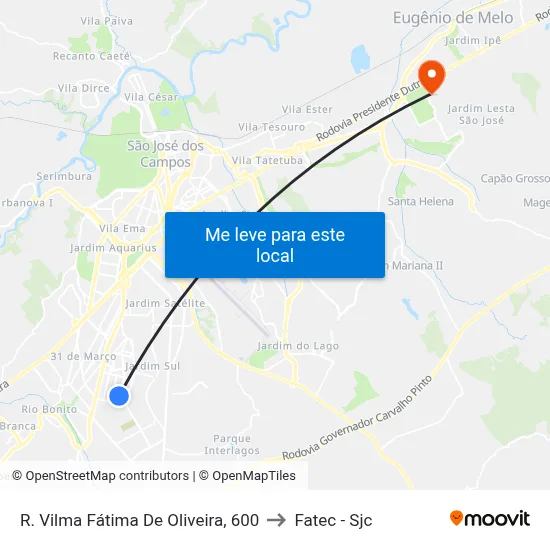 R. Vilma Fátima De Oliveira, 600 to Fatec - Sjc map