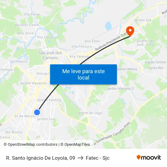 R. Santo Ignácio De Loyola, 09 to Fatec - Sjc map