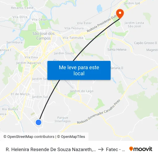 R. Helenira Resende De Souza Nazareth, 151 to Fatec - Sjc map