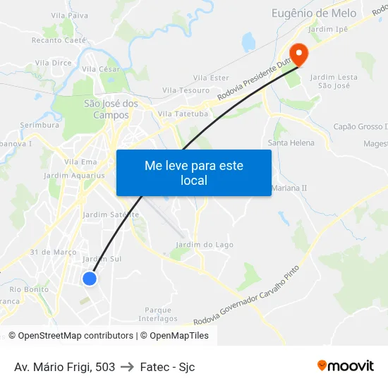 Av. Mário Frigi, 503 to Fatec - Sjc map
