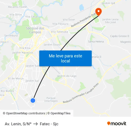 Av. Lenin, S/Nº to Fatec - Sjc map