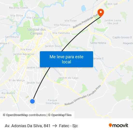 Av. Adonias Da Silva, 841 to Fatec - Sjc map