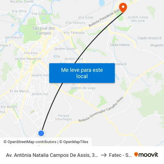 Av. Antônia Natalia Campos De Assis, 347 to Fatec - Sjc map