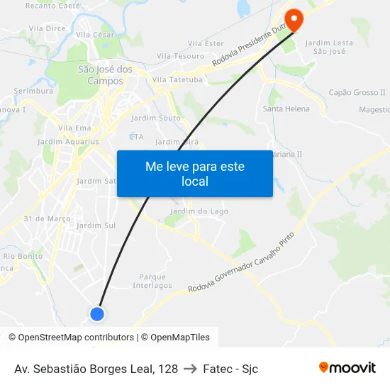 Av. Sebastião Borges Leal, 128 to Fatec - Sjc map