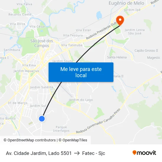 Av. Cidade Jardim, Lado 5501 to Fatec - Sjc map